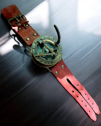 Sundial "Antique Compass", wristwatch with compass, customizable with engraving
