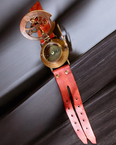 Sundial "Antique Compass", wristwatch with compass, customizable with engraving
