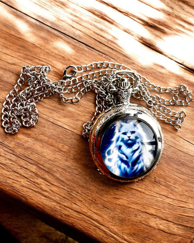 Ceas de buzunar „Pisica Stelară” cu posibilitate de gravare, 2 variante de culoare disponibile