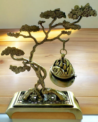 Elegant Metal Incense Holder Bonsai - personalization with engraving available for a gift