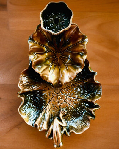 Elegantiška metalinė lotoso lapo smilkalų laikiklis - 4 variantai pasirinkimui, galimybė personalizuoti graviravimu dovanai