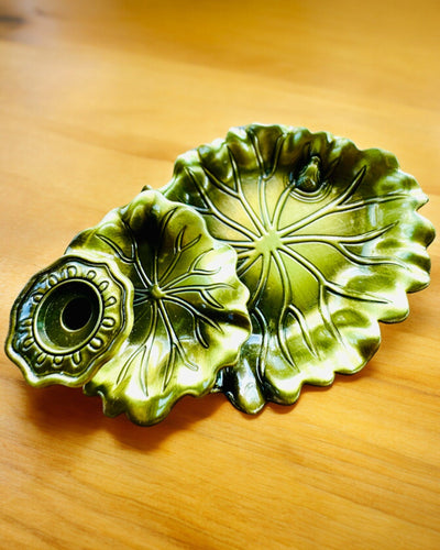 Elegantiška metalinė lotoso lapo smilkalų laikiklis - 4 variantai pasirinkimui, galimybė personalizuoti graviravimu dovanai