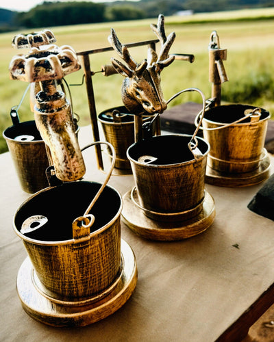 Stilinga metalinė peleninė „Rustic Charm“ 19-23 cm aukščio, 8 variantai pasirinkimui, graviravimas pagal pageidavimą