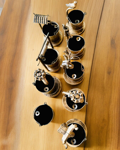 Stilinga metalinė peleninė „Rustic Charm“ 19-23 cm aukščio, 8 variantai pasirinkimui, graviravimas pagal pageidavimą