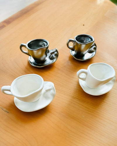 Elegantne keramičke šalice „Maska” – Set od 2 kom. - mogućnost personalizacije gravurom za poklon