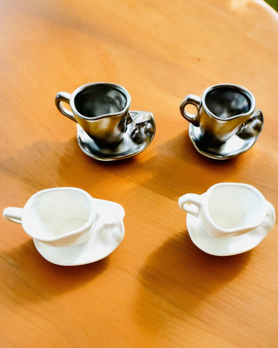 Elegantne keramičke šalice „Maska” – Set od 2 kom. - mogućnost personalizacije gravurom za poklon