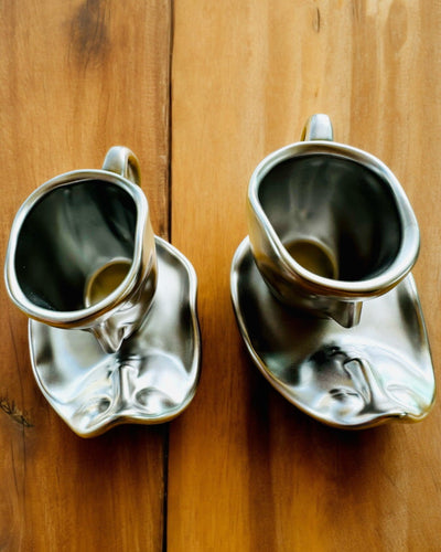 Elegantne keramičke šalice „Maska” – Set od 2 kom. - mogućnost personalizacije gravurom za poklon