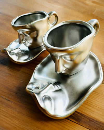 Elegantne keramičke šalice „Maska” – Set od 2 kom. - mogućnost personalizacije gravurom za poklon