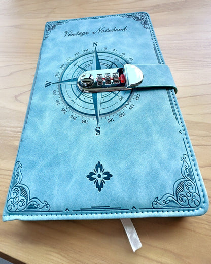 Slaptas A5 formato užrašų knygelė Vintage su kodine spyna - Pasirinkite Savo Stilių, personalizacija graviravimu dovanai
