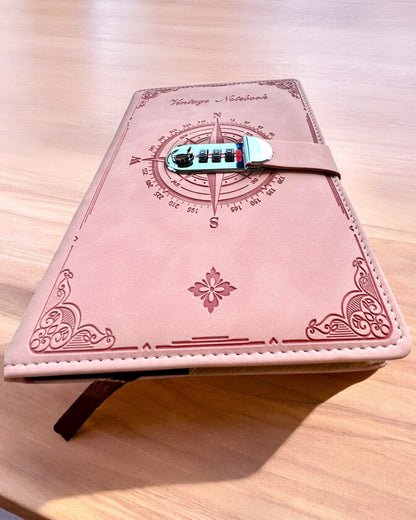 Slaptas A5 formato užrašų knygelė Vintage su kodine spyna - Pasirinkite Savo Stilių, personalizacija graviravimu dovanai