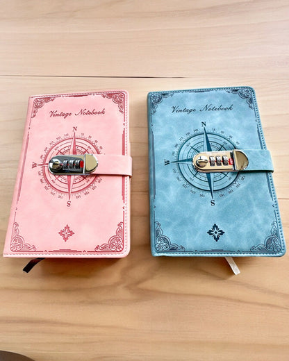 Slaptas A5 formato užrašų knygelė Vintage su kodine spyna - Pasirinkite Savo Stilių, personalizacija graviravimu dovanai
