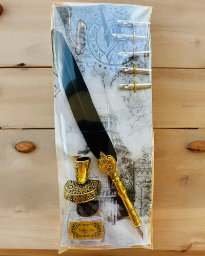 Elegant Goose Feather Pen with Accessory Set - Royal Quill, customizable with engraving