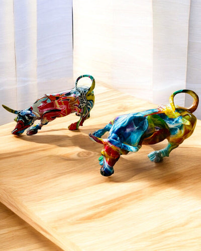 Decorative Bull Sculpture "BullArt" – Unique Art with Engraving Option - 4 Color Variants, for Personalized Gift