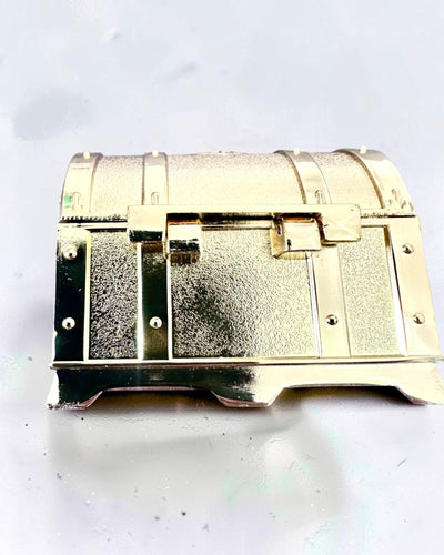 Cufăr de comori metalic retro cu gravură - Casetă argintie 7x5x5 cm