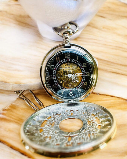 Kabatas pulkstenis "Eterna Elegance", personalizēta dāvana, gravēšana. Sudraba krāsa