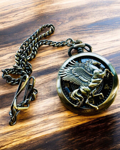 Pocket Watch "Equus Tempus" - Color: Copper, with Horse Motif, personalization with engraving available