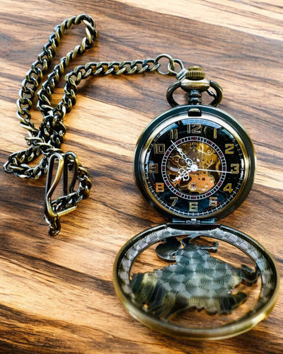 Pocket Watch "Equus Tempus" - Color: Copper, with Horse Motif, personalization with engraving available