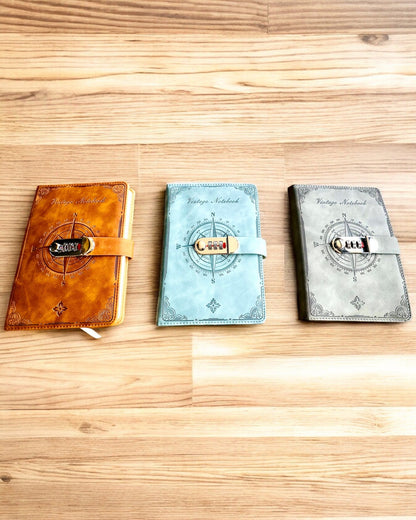 Slaptas A5 formato užrašų knygelė Vintage su kodine spyna - Pasirinkite Savo Stilių, personalizacija graviravimu dovanai