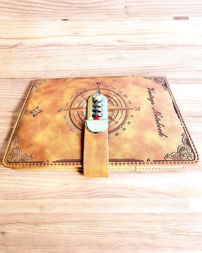 Slepenais piezīmju bloks A5 Vintage ar kodu slēdzeni - Izvēlies savu stilu, personalizācija ar gravējumu dāvanai