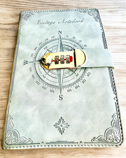Slaptas A5 formato užrašų knygelė Vintage su kodine spyna - Pasirinkite Savo Stilių, personalizacija graviravimu dovanai