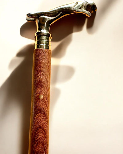 Mango Wood Walking Cane "Jaguar Elegance" - customizable with engraving