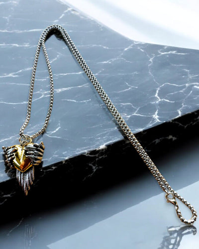 Amulet Heart Shooter Dark Wings of Love, possibility of personalization with engraving for a gift