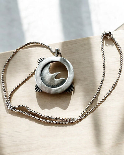 Amulet of the Steel Falcon - Necklace with engraving, inspired by Celtic art, as a gift