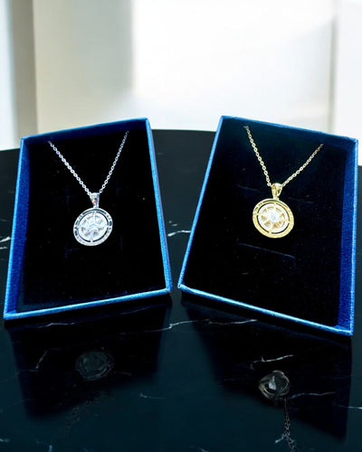 Compass Necklace "Star Direction", customizable with engraving, 2 color variants available