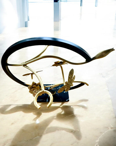 Suporte "Elegancki Owad" - para garrafa de vinho e copos, altura 33 cm, possibilidade de personalização com gravação para presente