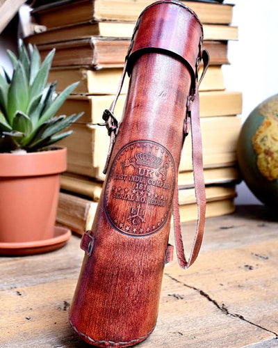 Royal Spyglass "Voyager 1818" – Exclusive, Brass, 83 cm, Handcrafted, Genuine Leather Case – Collector's Edition, Customization with Engraving for Gift