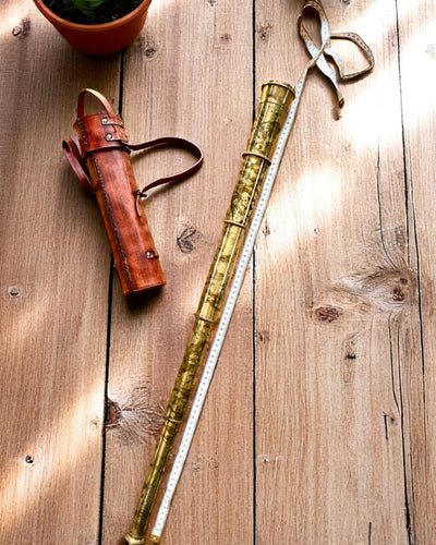 Royal Spyglass "Voyager 1818" – Exclusive, Brass, 83 cm, Handcrafted, Genuine Leather Case – Collector's Edition, Customization with Engraving for Gift