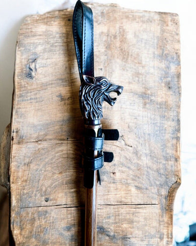 Natūralios odos rankų darbo juodosios panteros dėklas lazdai su graviravimo galimybe