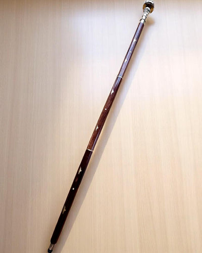 Kompasso Black - Walking Cane - Hand-Carved Wooden - Exclusive Edition with Engraving Option
