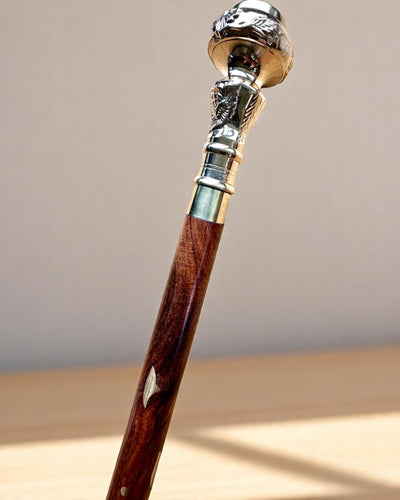 Kompasso Black - Walking Cane - Hand-Carved Wooden - Exclusive Edition with Engraving Option