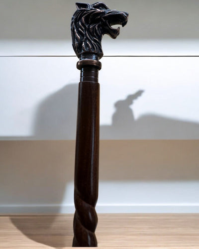 Wolf Guardian Hand-Carved Walking Cane, Wooden, customizable with engraving
