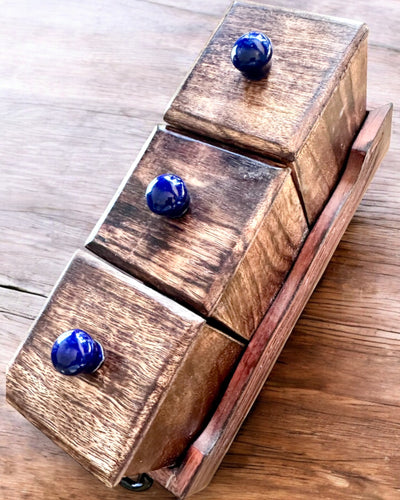 Royal Trio Set – Tea, Coffee, Sugar made of Shisham wood, handmade, with engraving option for a gift