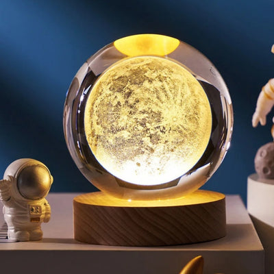 3D Glass Moon Sphere - LED USB Night Light - Desk Gadget
 - KKS