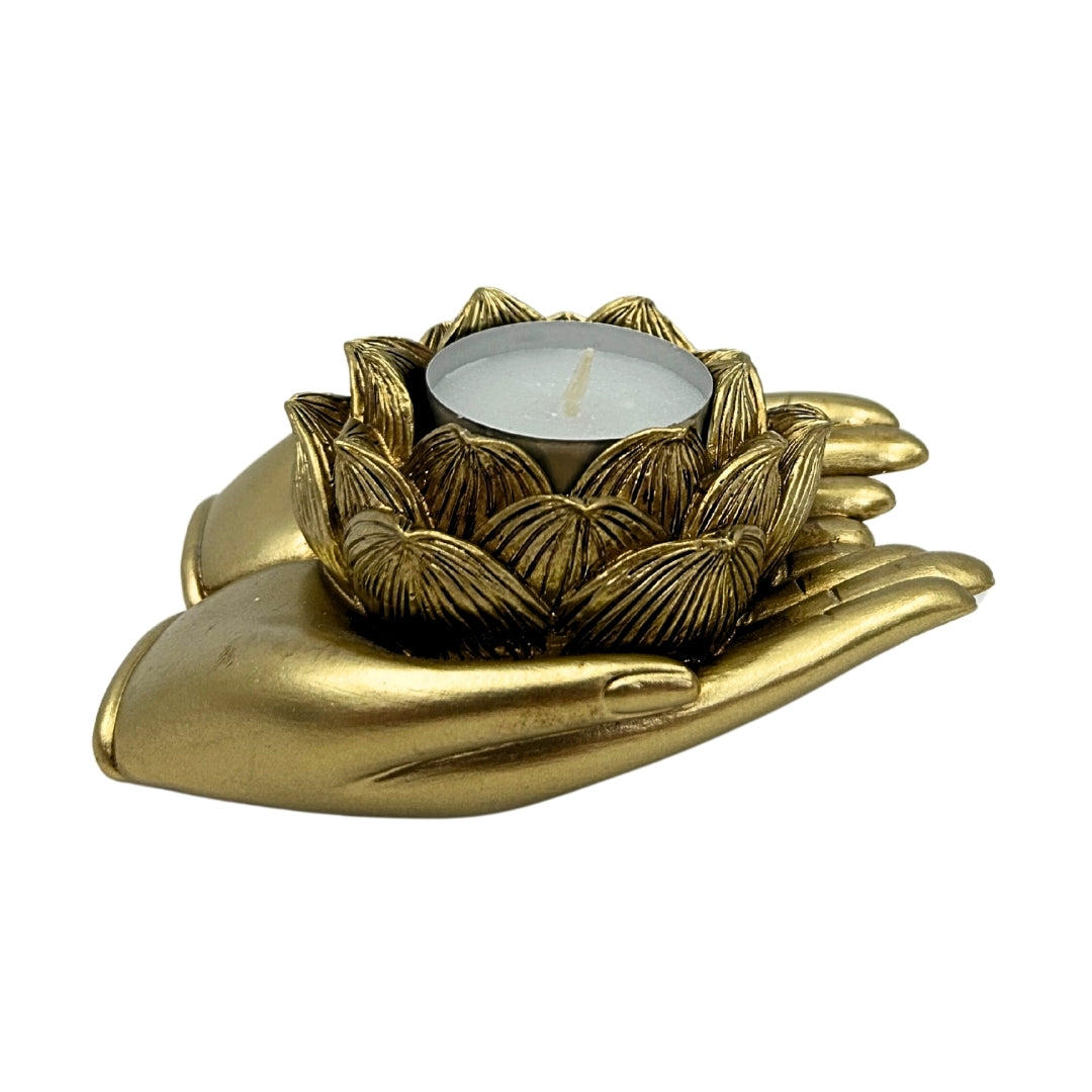 Sfeșnic auriu Glamour pentru lumânare tealight – Mână – 311FJZ
