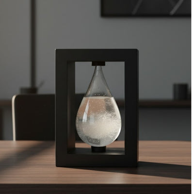 Barometru de furtună Fitzroy în suport din lemn - Picătură Storm Glass – BAW1