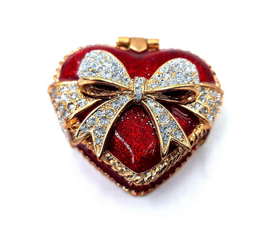 Unique Metal Jewelry Box with Crystals - Heart - B0747-00