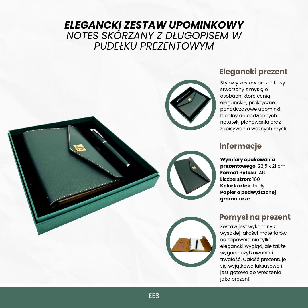 Set cadou elegant - agendă din piele cu pix în cutie cadou – Premium – EE8