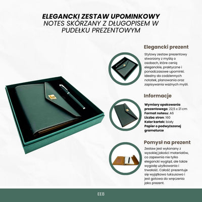 Set cadou elegant - agendă din piele cu pix în cutie cadou – Premium – EE8