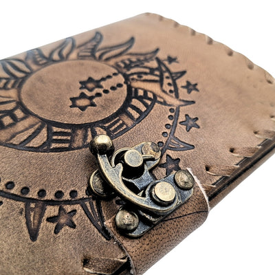 Retro Leather Notebook 200 Pages Sun and Moon 200 Pages - AH05