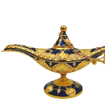 Aladinova lampa LABB s kovovými ozdobami ve zlaté barvě, tmavě námořnická modrá, 22 x 7 x 11 cm