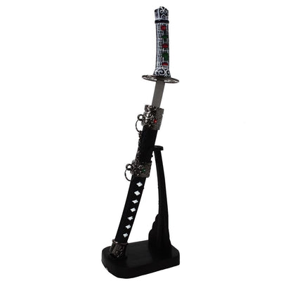 Personalized Samurai Sword-Shaped Letter Opener with Engraving, on a Stand, 21 cm High
