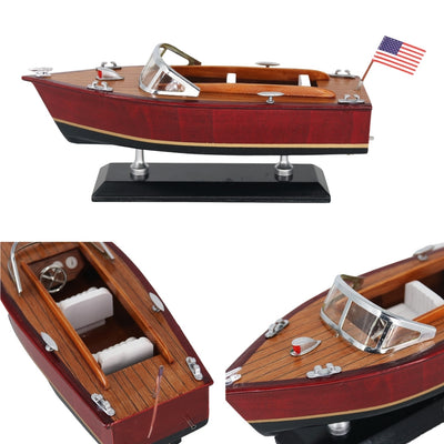 Wooden Motorboat Model – Classic Motorboat 26cm – Office Decoration – MOT04ML