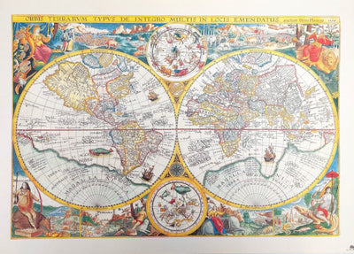 Hartă veche a lumii - Orbis Terrarum reprint - P. Plancius, 1594 r. M1594
