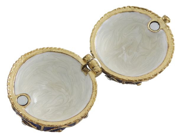 Exkluzivní kovová šperkovnice s krystalky - Fabergého vejce - B0748-17 BL