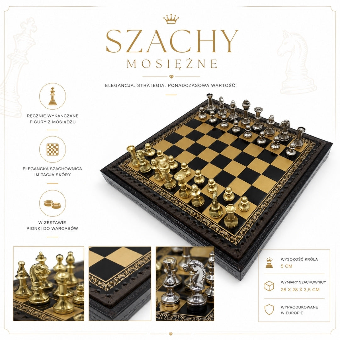 Exkluzivní mosazné šachy Italfama 28x28 cm – N001