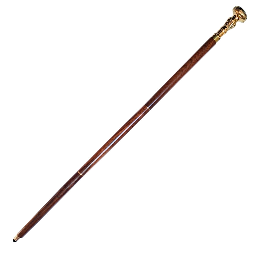 Bastón plegable elegante con mango de latón - bastón de madera marrón con opción de grabado - regalo ideal para personas mayores con estilo retro - longitud máxima 96 cm